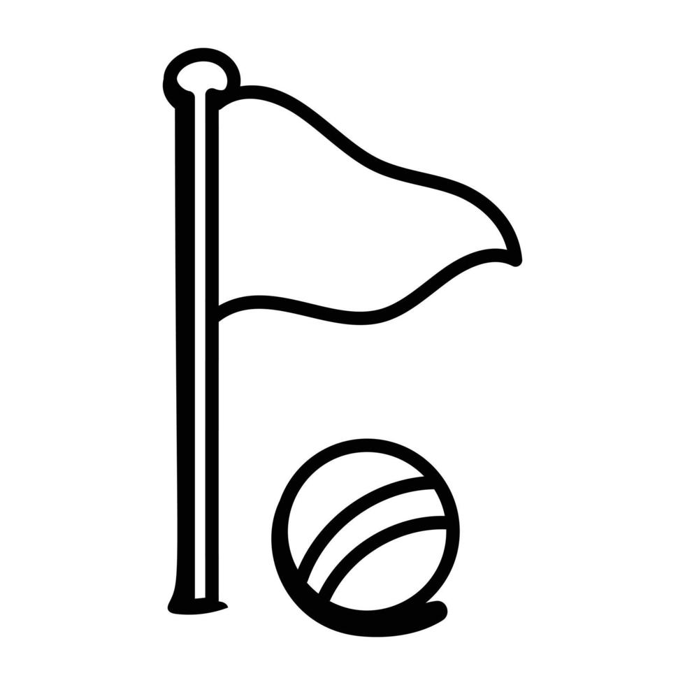 un icono de vector de garabato de bandera de golf