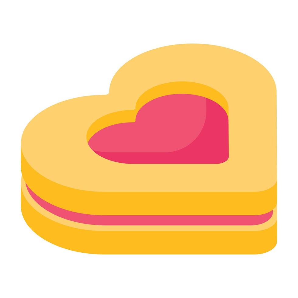 An icon of heart cookie isometric design vector