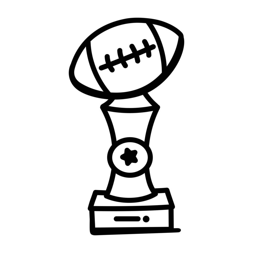 A rugby trophy doodle icon download vector