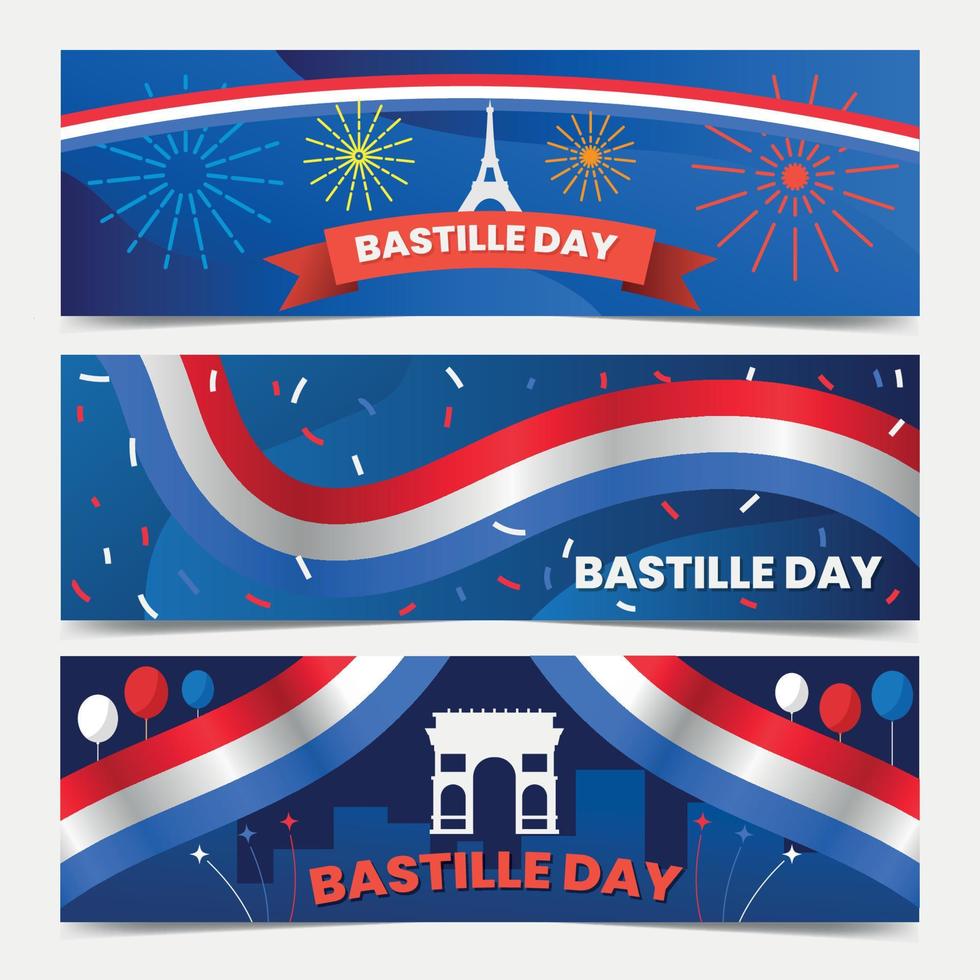 conjunto de banners del día de la bastilla vector