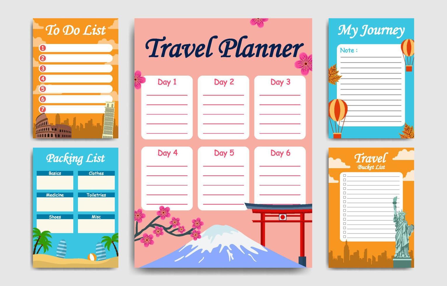 Journal Template Traveling Table vector