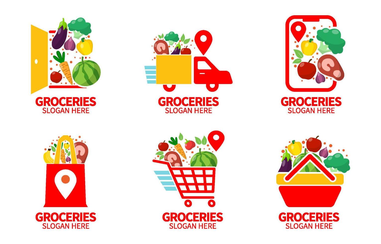 Fresh Produce Logo Groceries vector