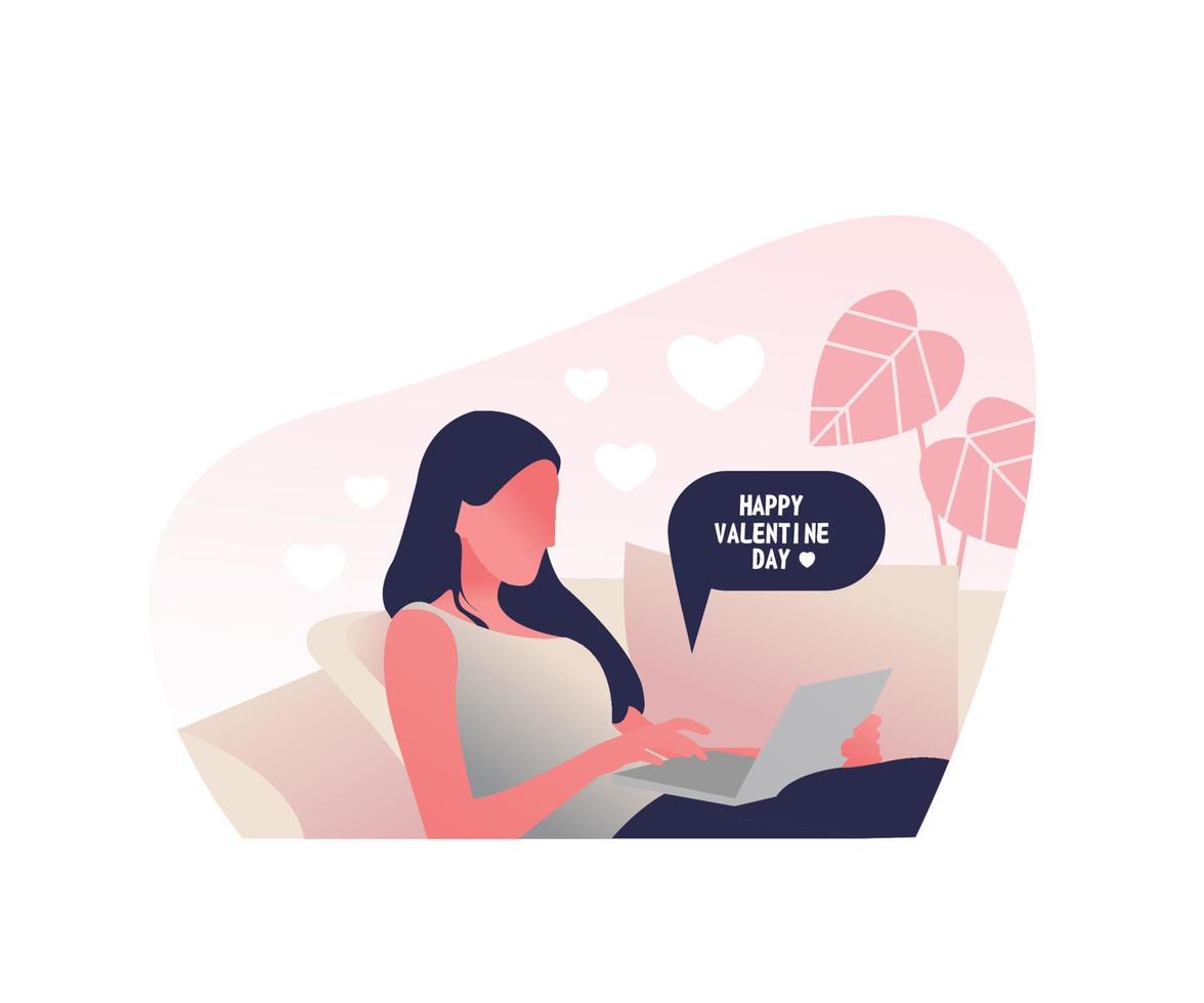 People using laptop flat design illustration vector