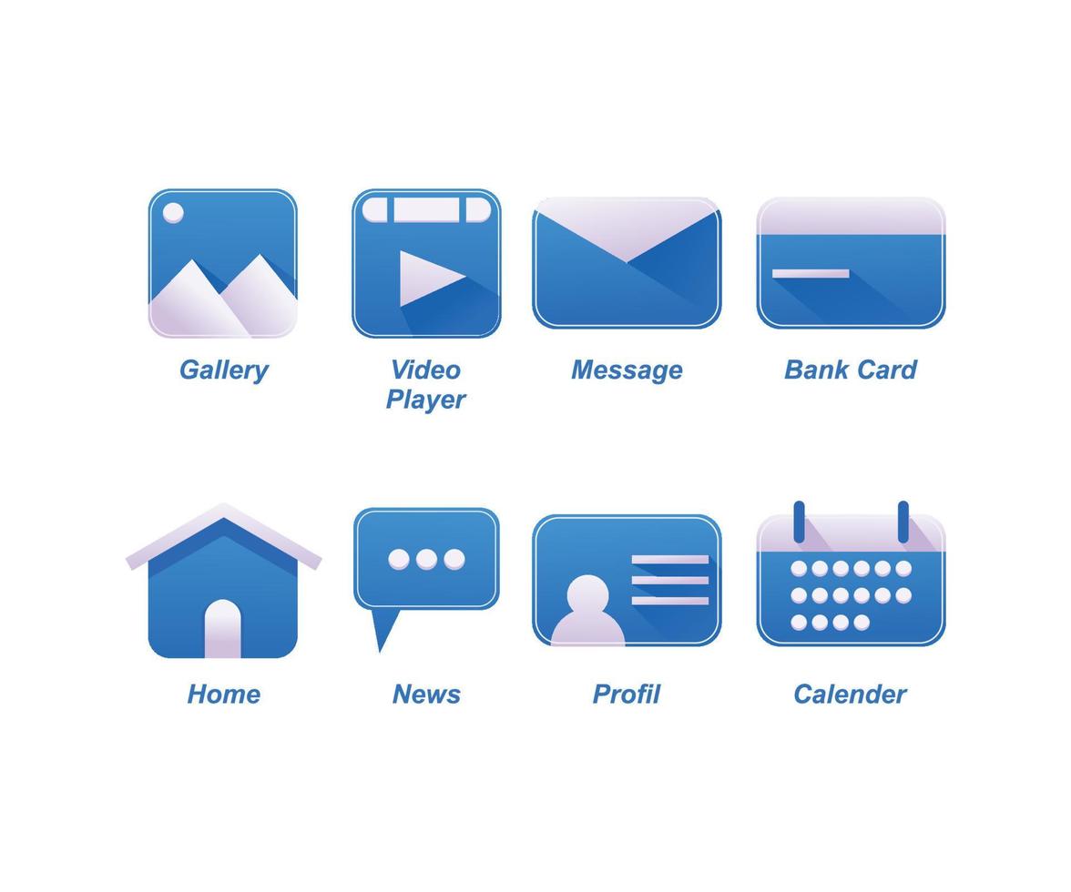 set of icons for web flat design vector