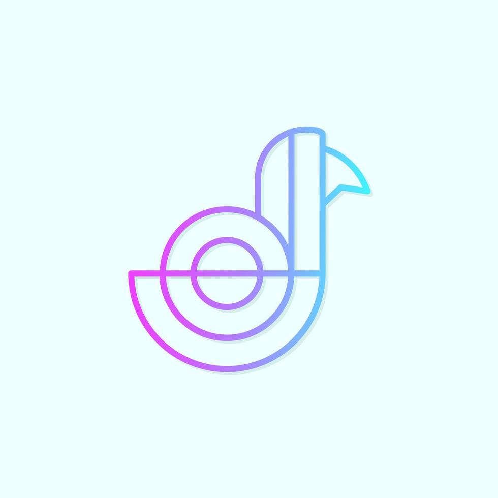 Bird Line Logo Concept. Animal, Gradient, Abstract, Simple, Unique, Modern and Line Logotype. Purple and Blue. Suitable for Logo, Icon, Symbol and Sign vector