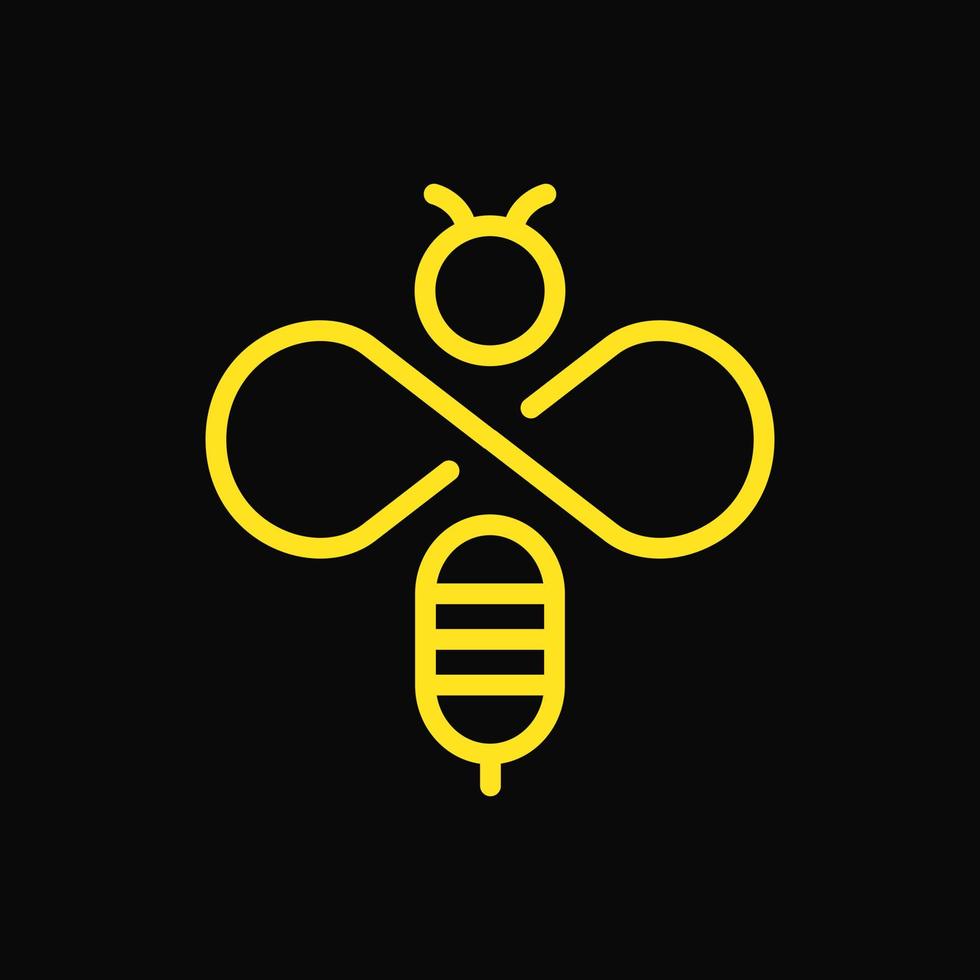 Bee and Infinity Logo Concept. Modern, Minimalist, Simple, Elegant, Flat, Clean and Line Logotype. Suitable for Logo, Icon, Symbol and Sign vector