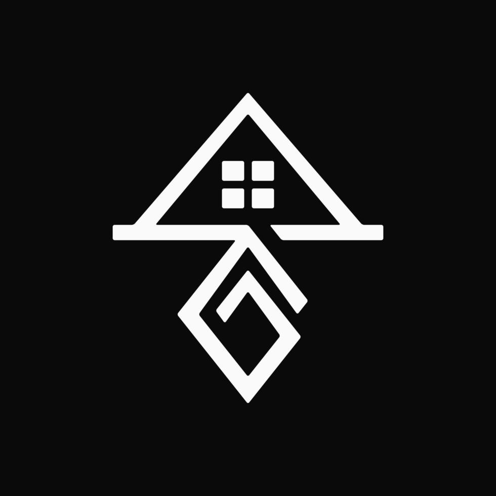 combinación única de casa con letra g. logotipo abstracto, monograma, contorno, plano, simple y limpio. adecuado para logotipo, icono, símbolo y signo. como propiedad o logotipo de bienes raíces vector