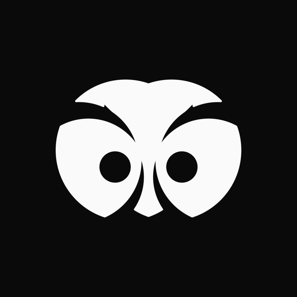 concepto de logotipo de búho. animal, pájaro, minimalista, monograma y logotipo simple. en blanco y negro. adecuado para logotipo, icono, símbolo, emblema y signo vector