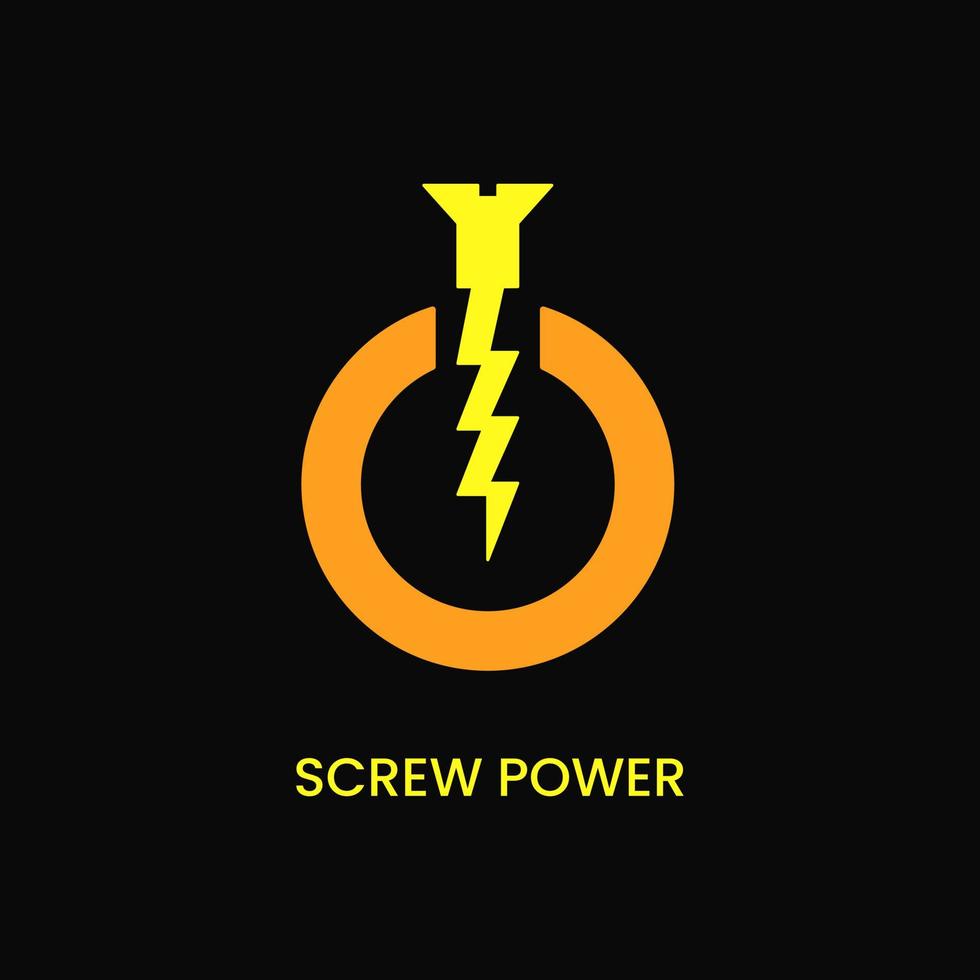 Power Screw Logo Concept. Orange and Yellow. Unique, Flat, Modern and Outline Logotype. Suitable for Logo, Icon, Symbol and Sign. Such as Construction Logo vector