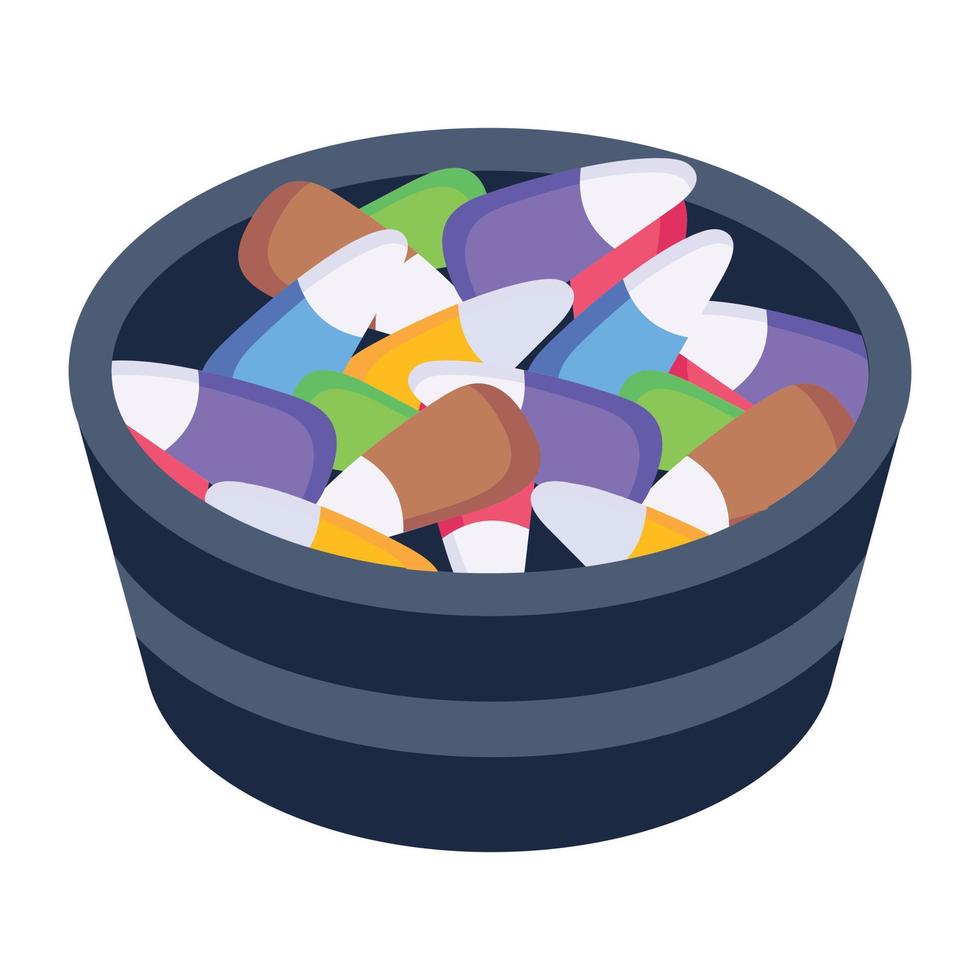 Modern isometric icon of candies bowl vector