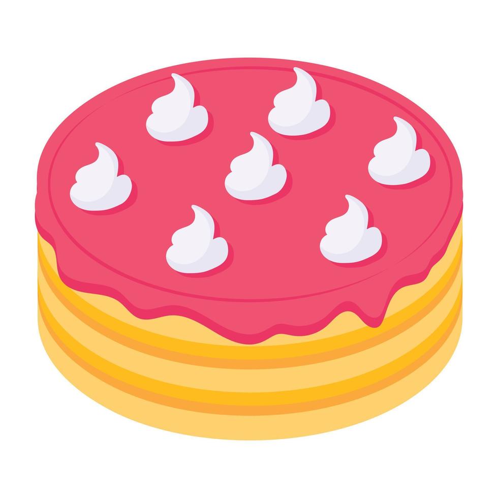An icon of cream cake isometric vector