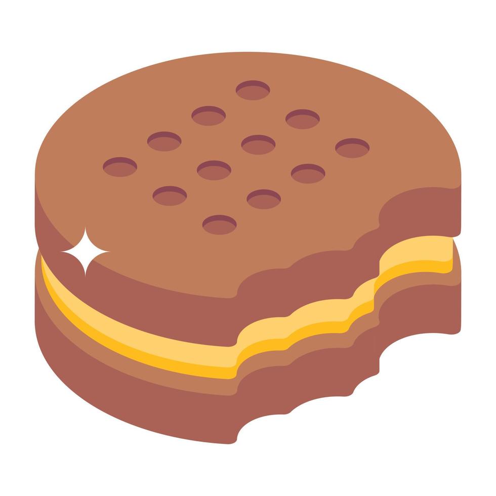 un diseño editable isométrico de pastel de galletas vector