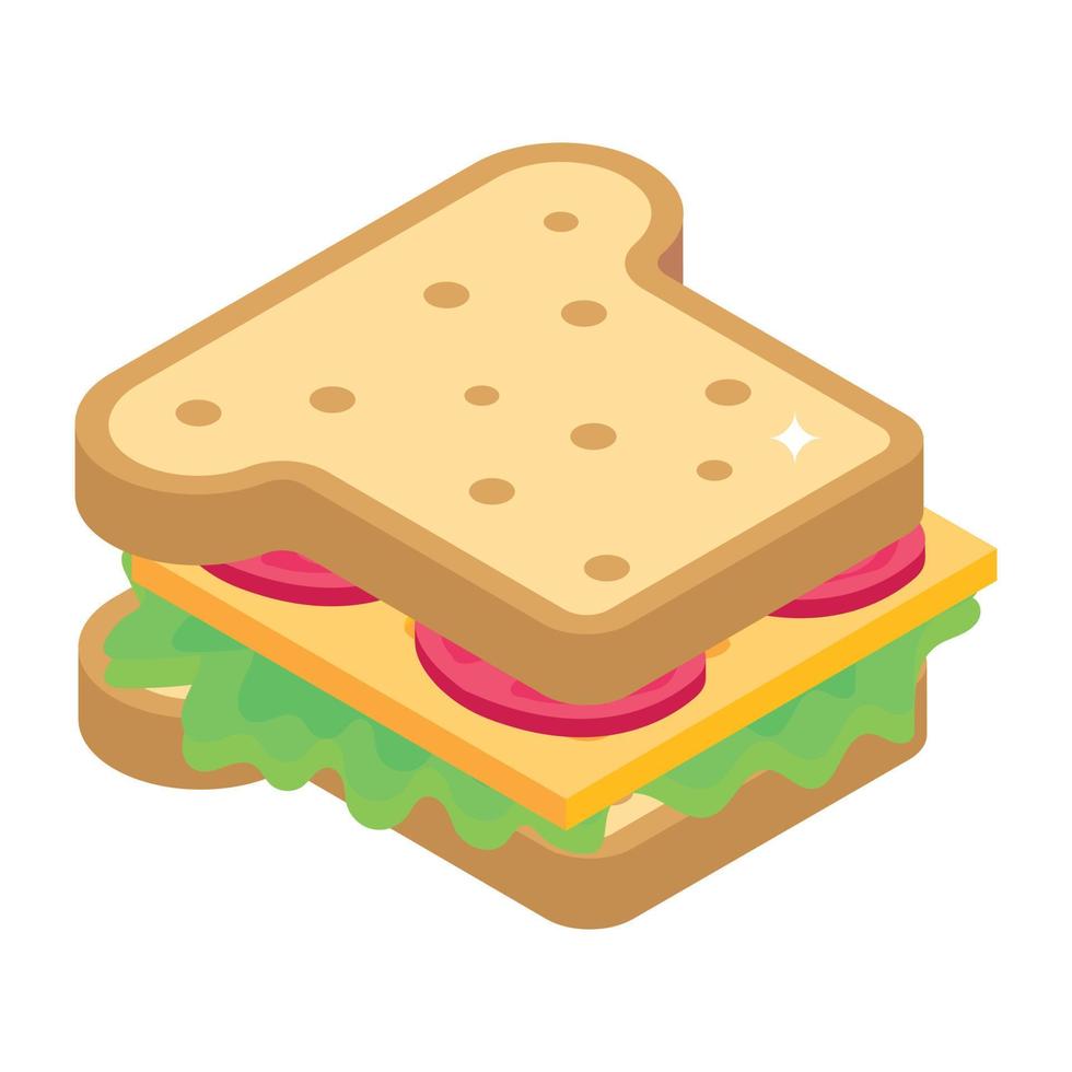 un icono de diseño isométrico de sándwich vector