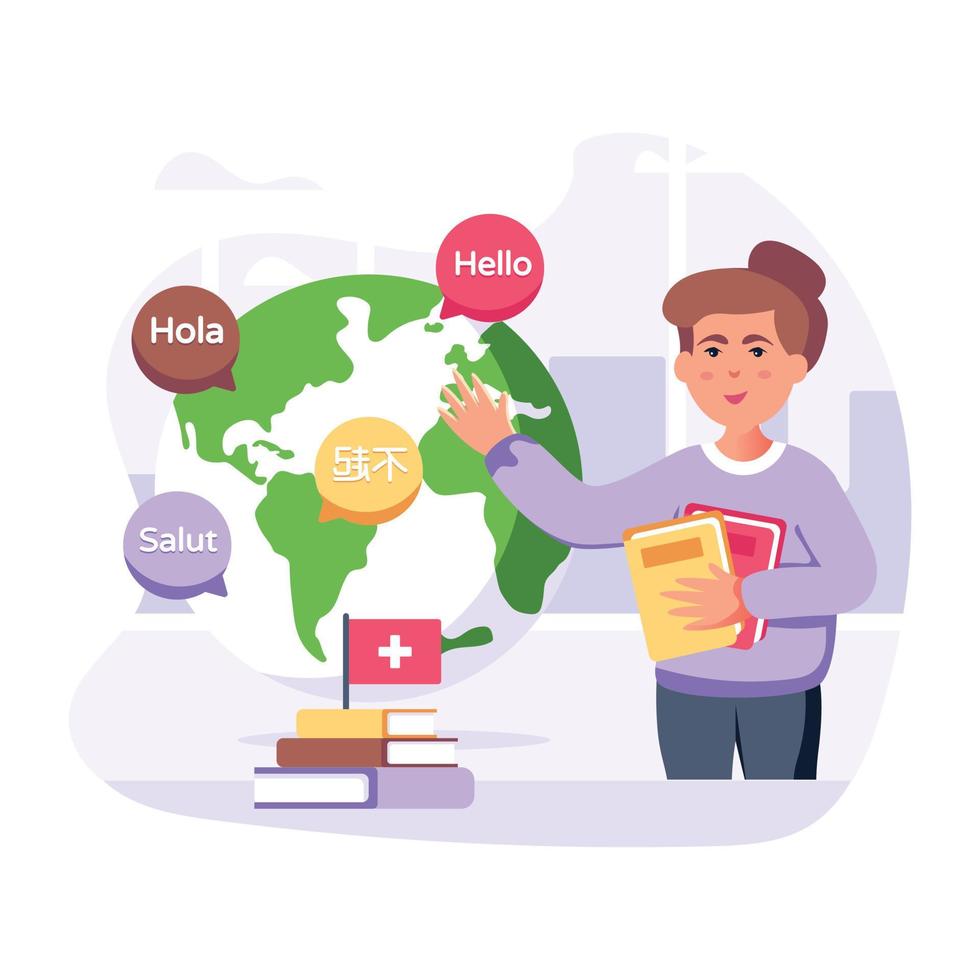 A customizable flat illustration of world translator vector
