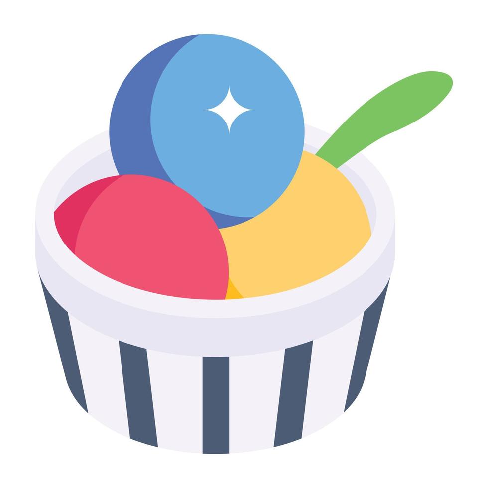 A sundae cup isometric editable vector