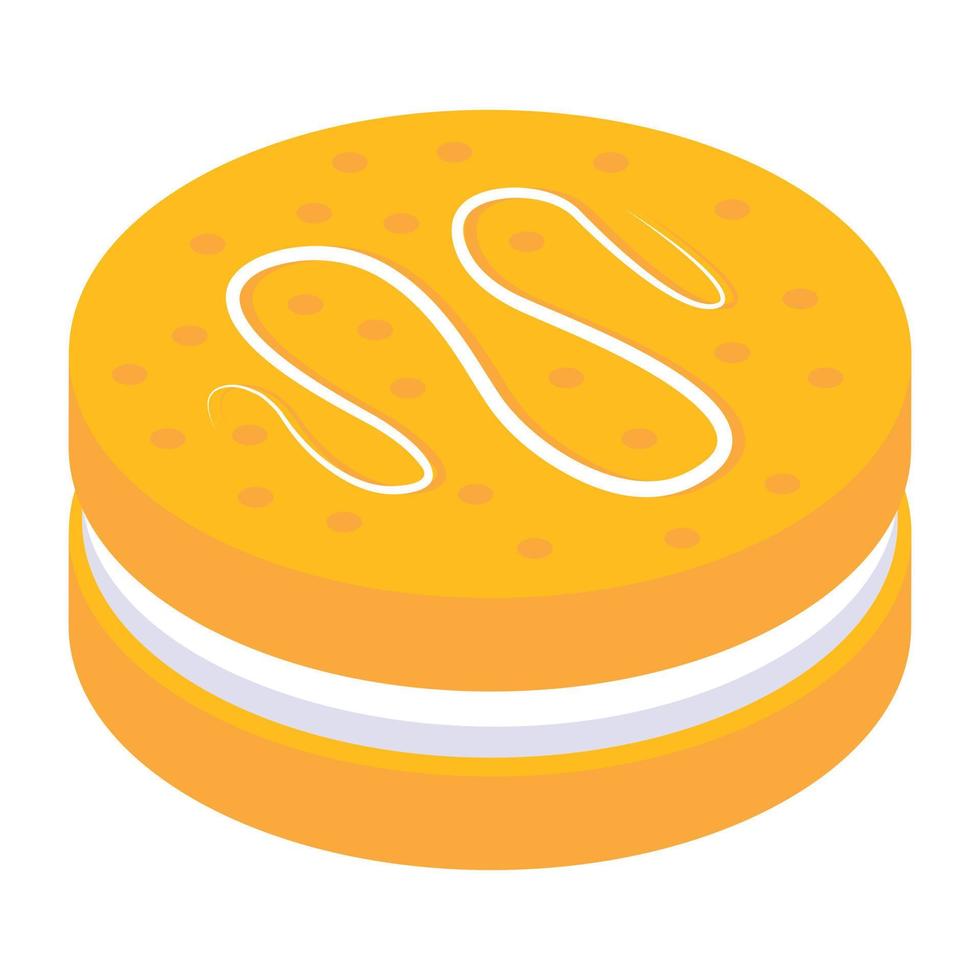 Yummy cream cake isometric icon vector