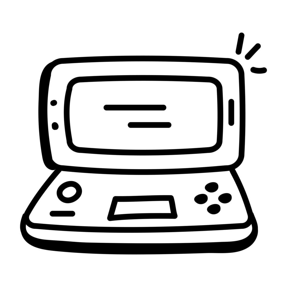 A portable video game doodle icon vector