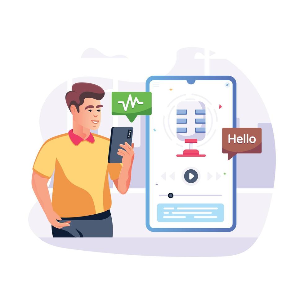 Voice translation illustration in flat style vector