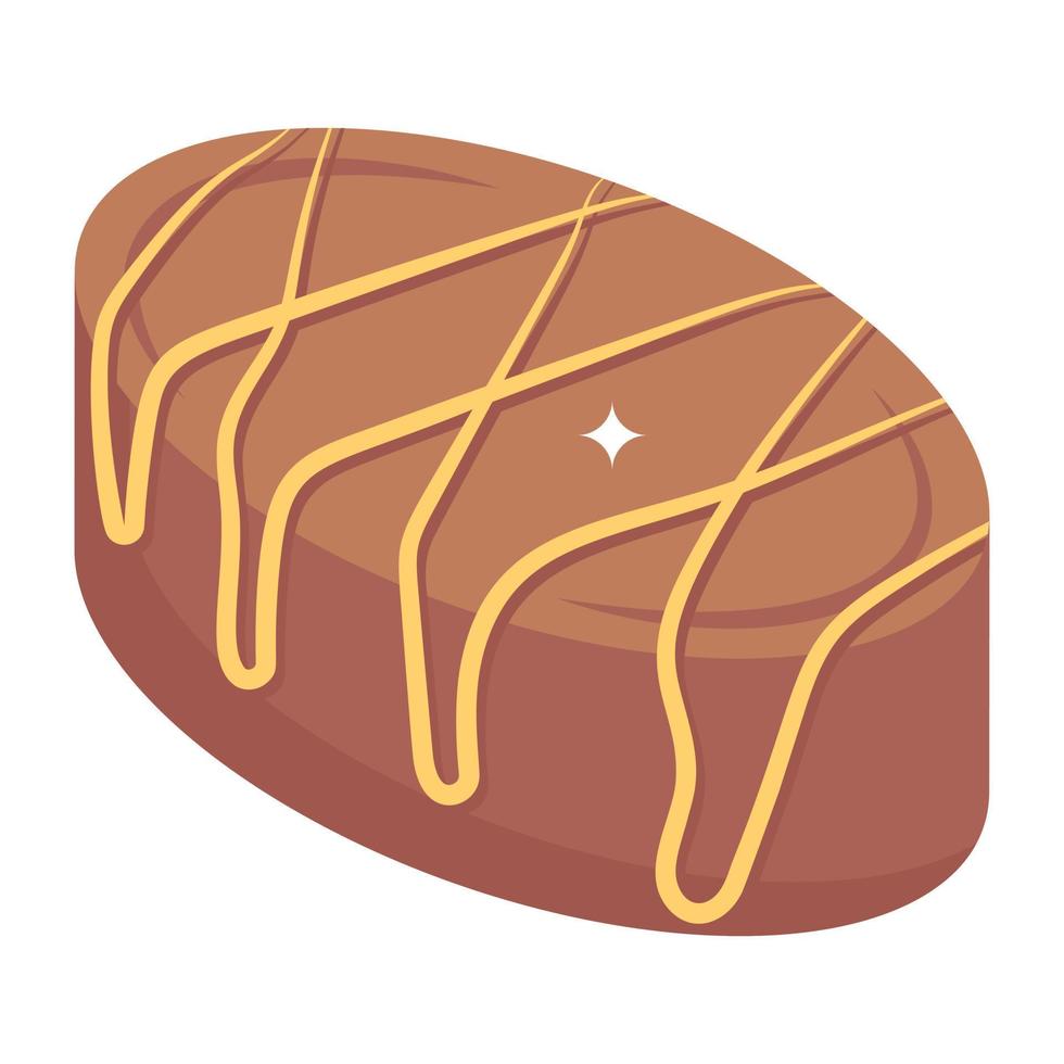 A chocolate toffee editable isometric icon vector