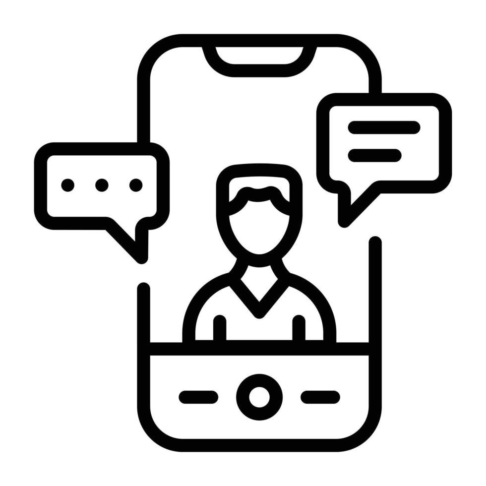 Trendy hand drawn icon of mobile chat vector