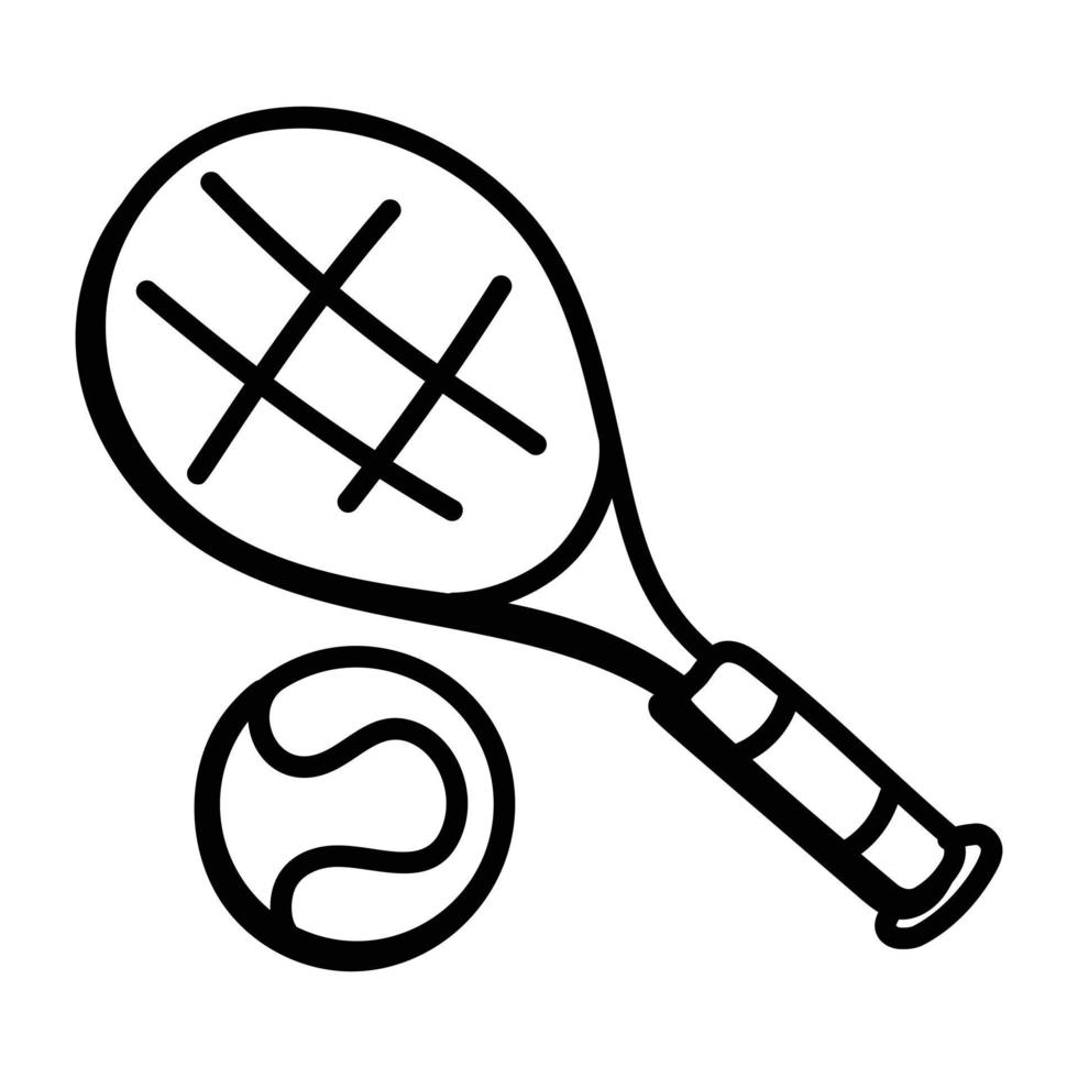 un icono de raqueta en el diseño de garabatos vector