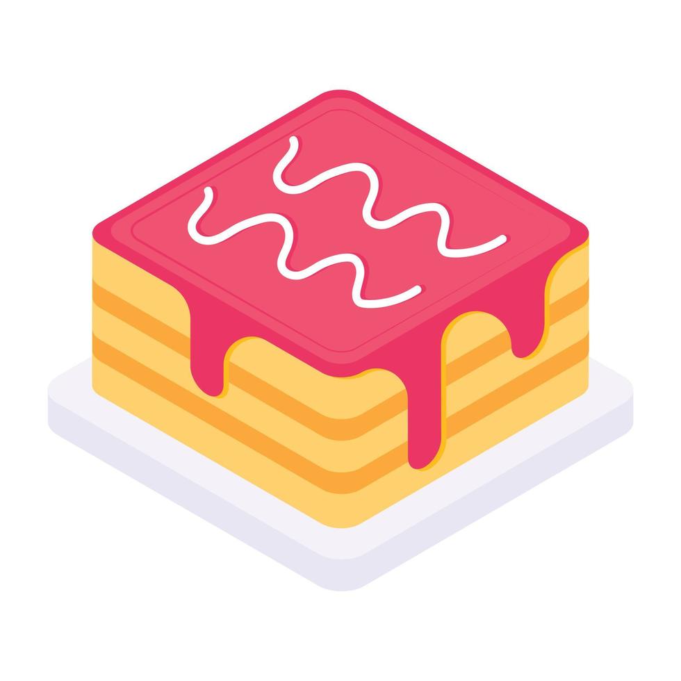 Trendy isometric icon of cake vector