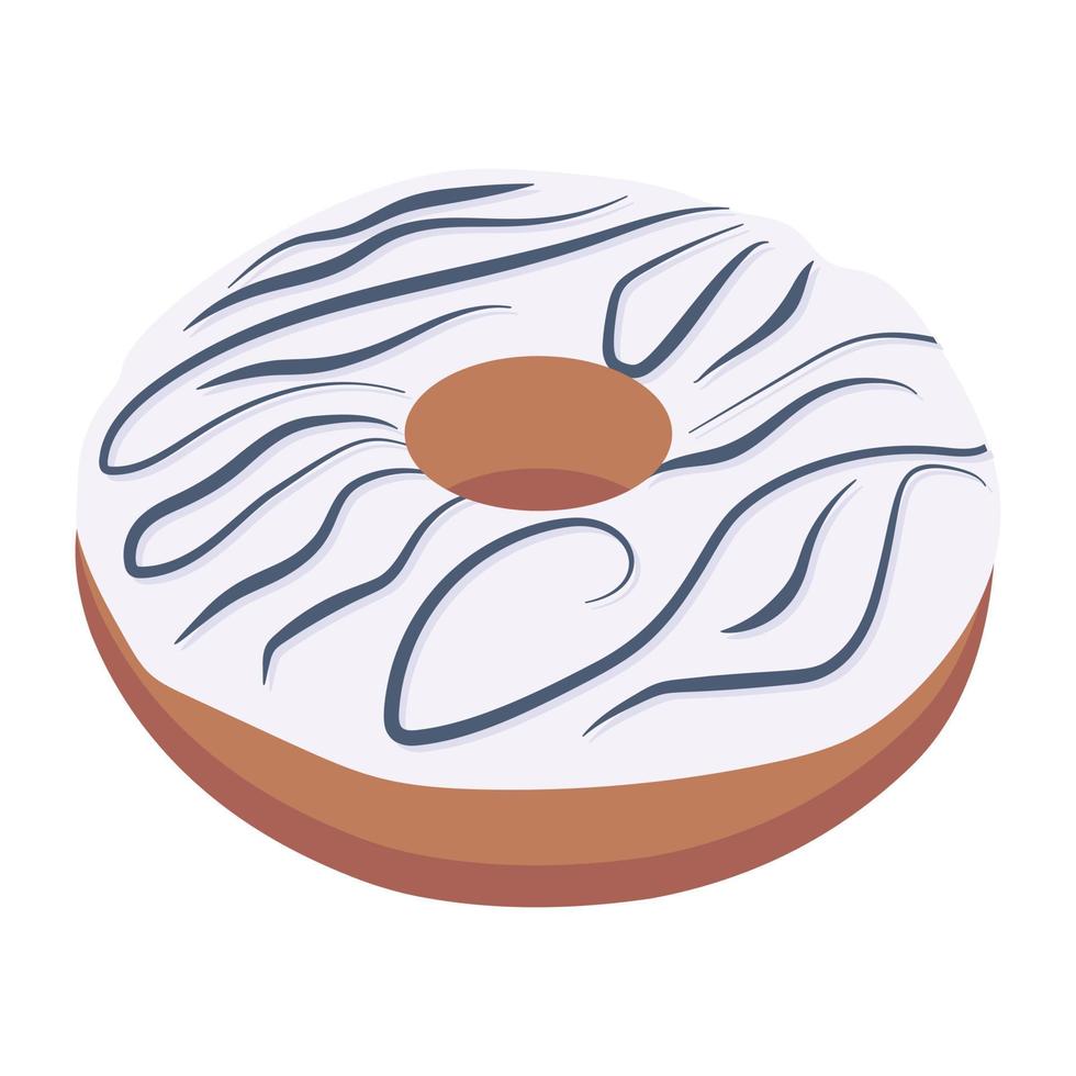 icono de vector isométrico de donut, artículo de confitería