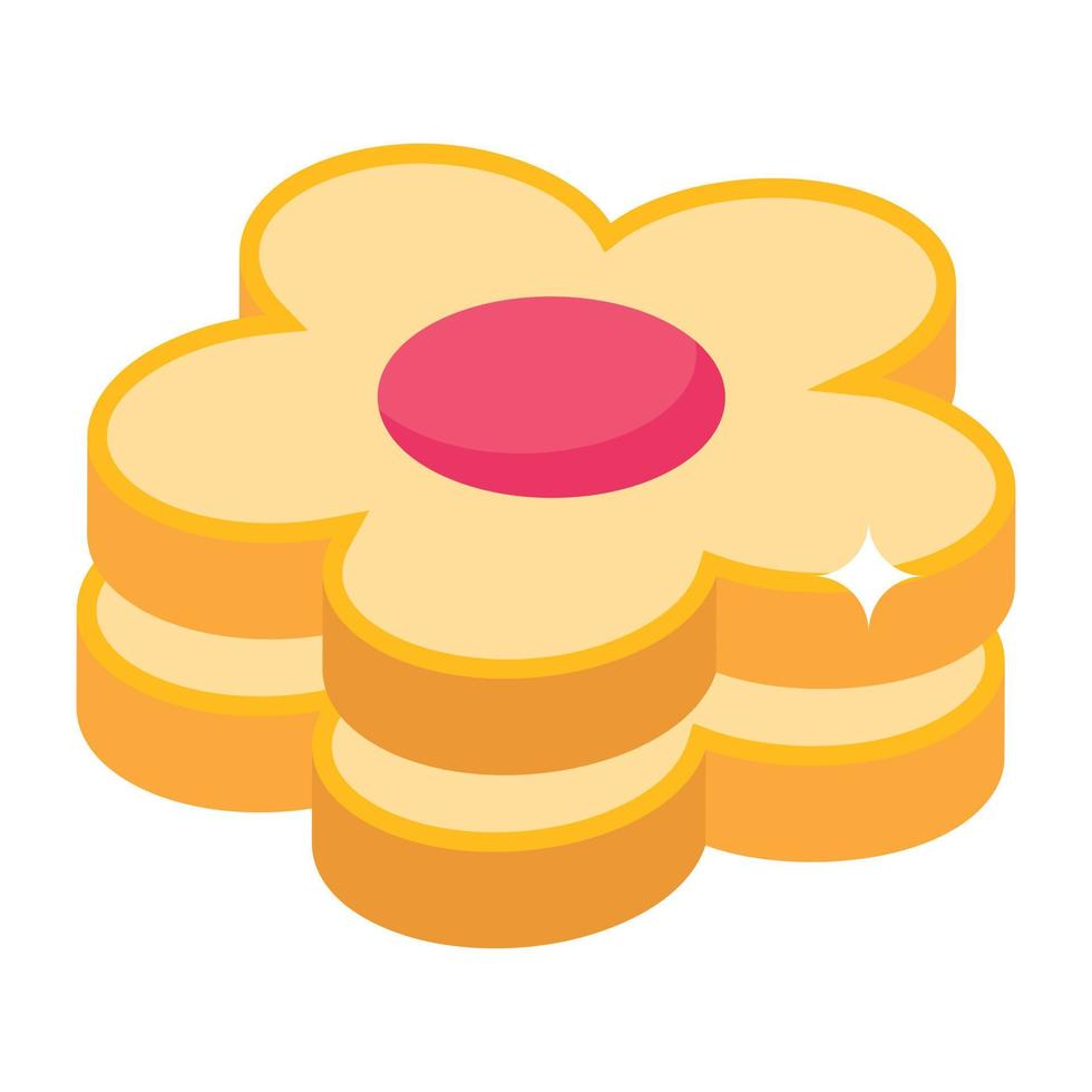An icon of flower cookies isometric design vector