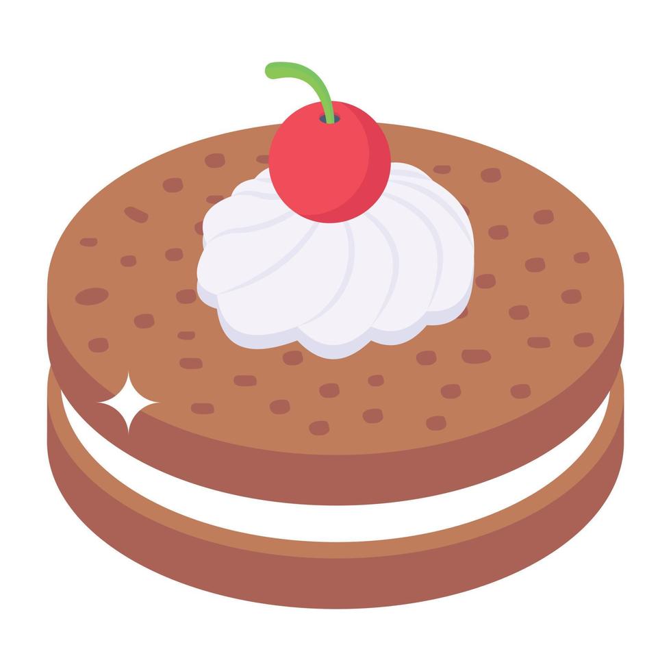 delicioso pastel de crema icono isométrico vector