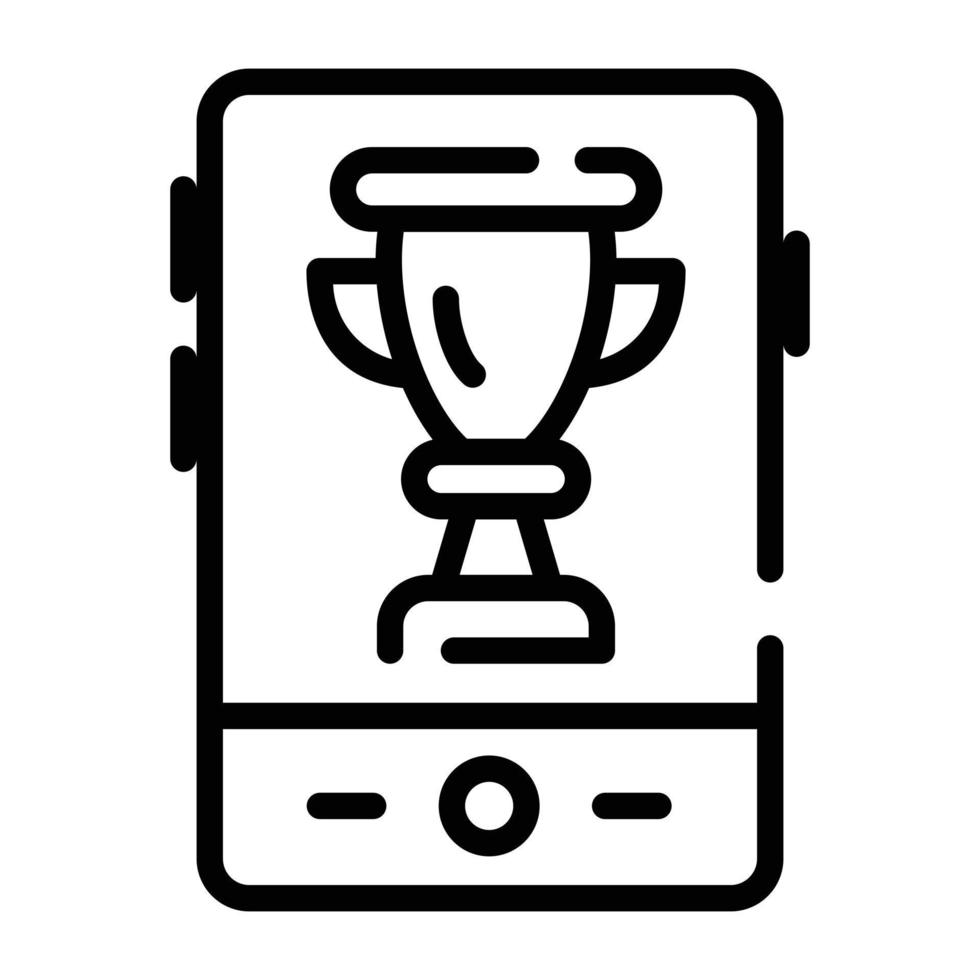 Trophy inside mobile, doodle icon design vector