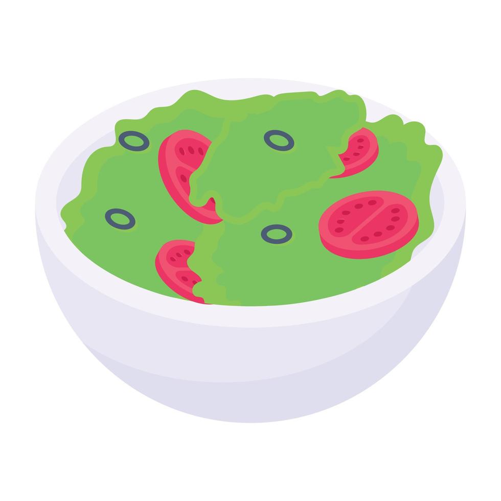 A salad bowl editable isometric icon vector