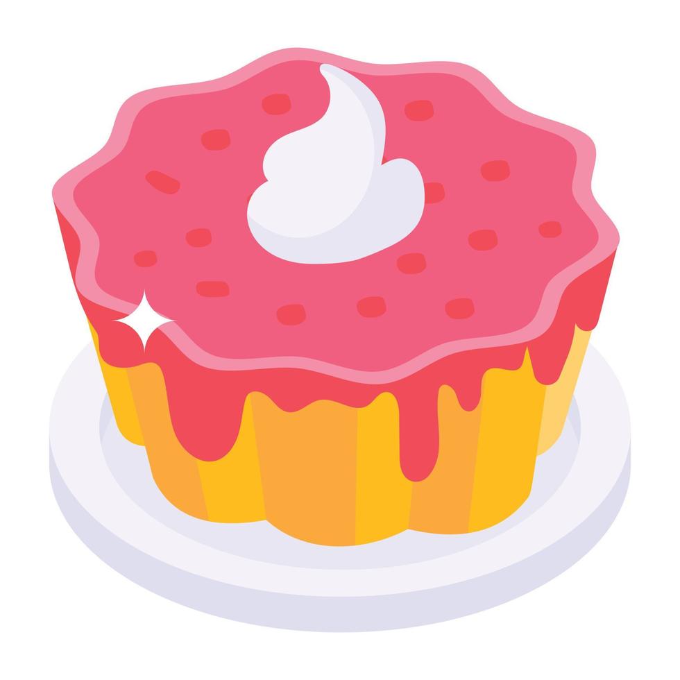 Yummy cream cake isometric icon vector