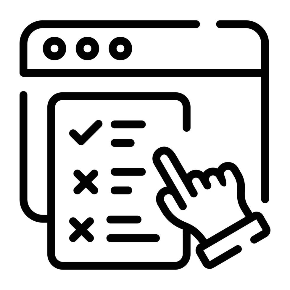 una descarga de icono de doodle de examen de sitio web vector