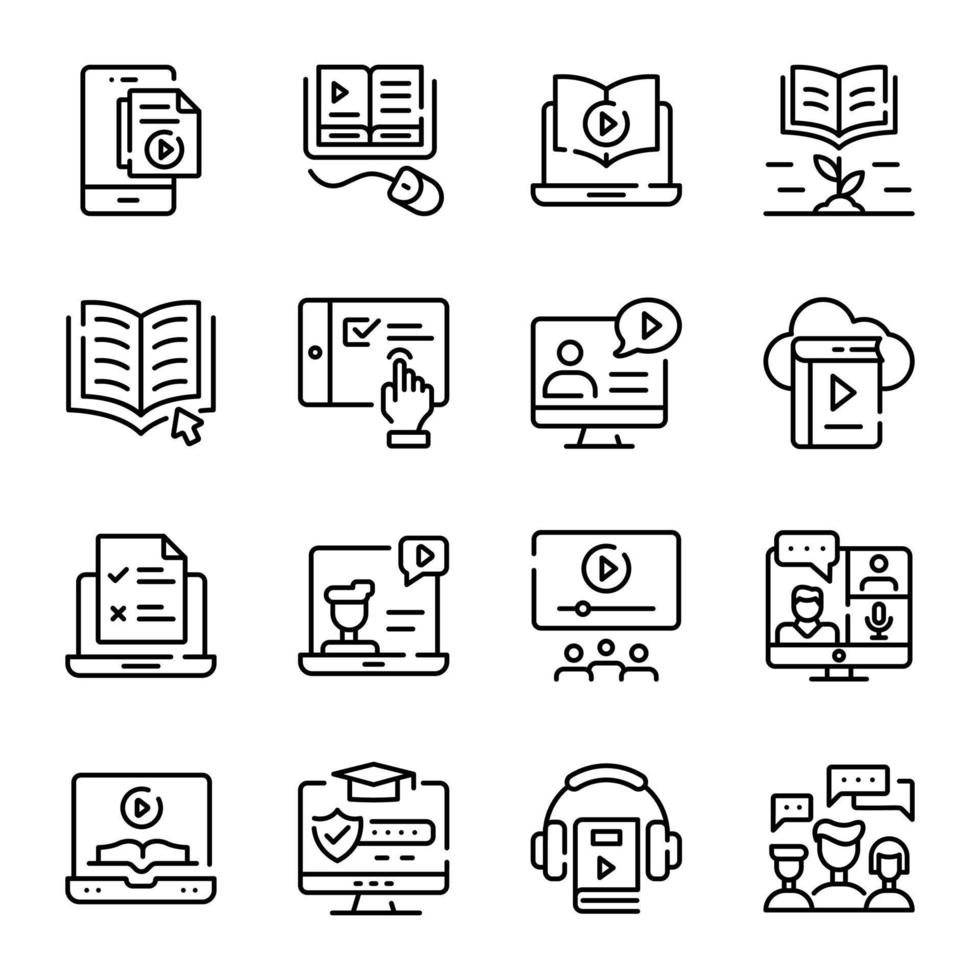 Set of Elearning Doodle Icons vector