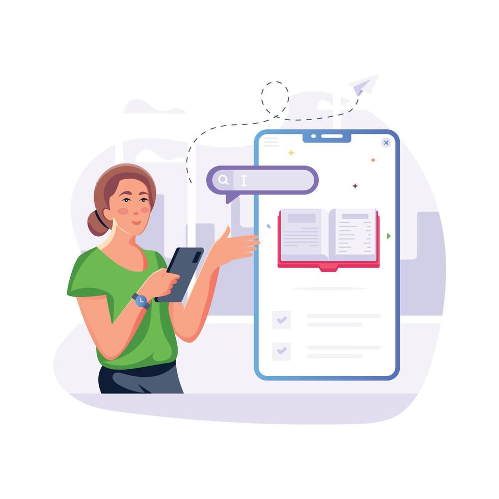 Creatively designed flat illustration of online dictionary vector