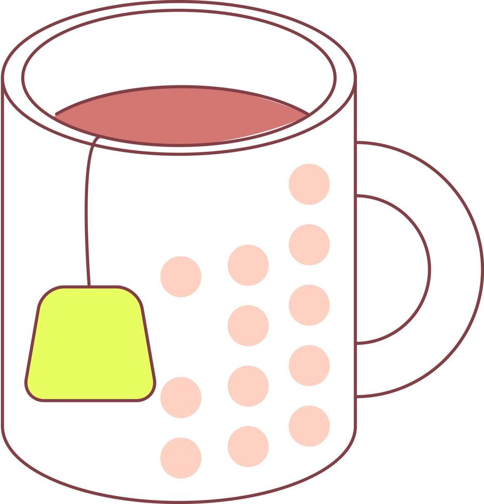 taza con bolsita de té elemento de vector de color semiplano