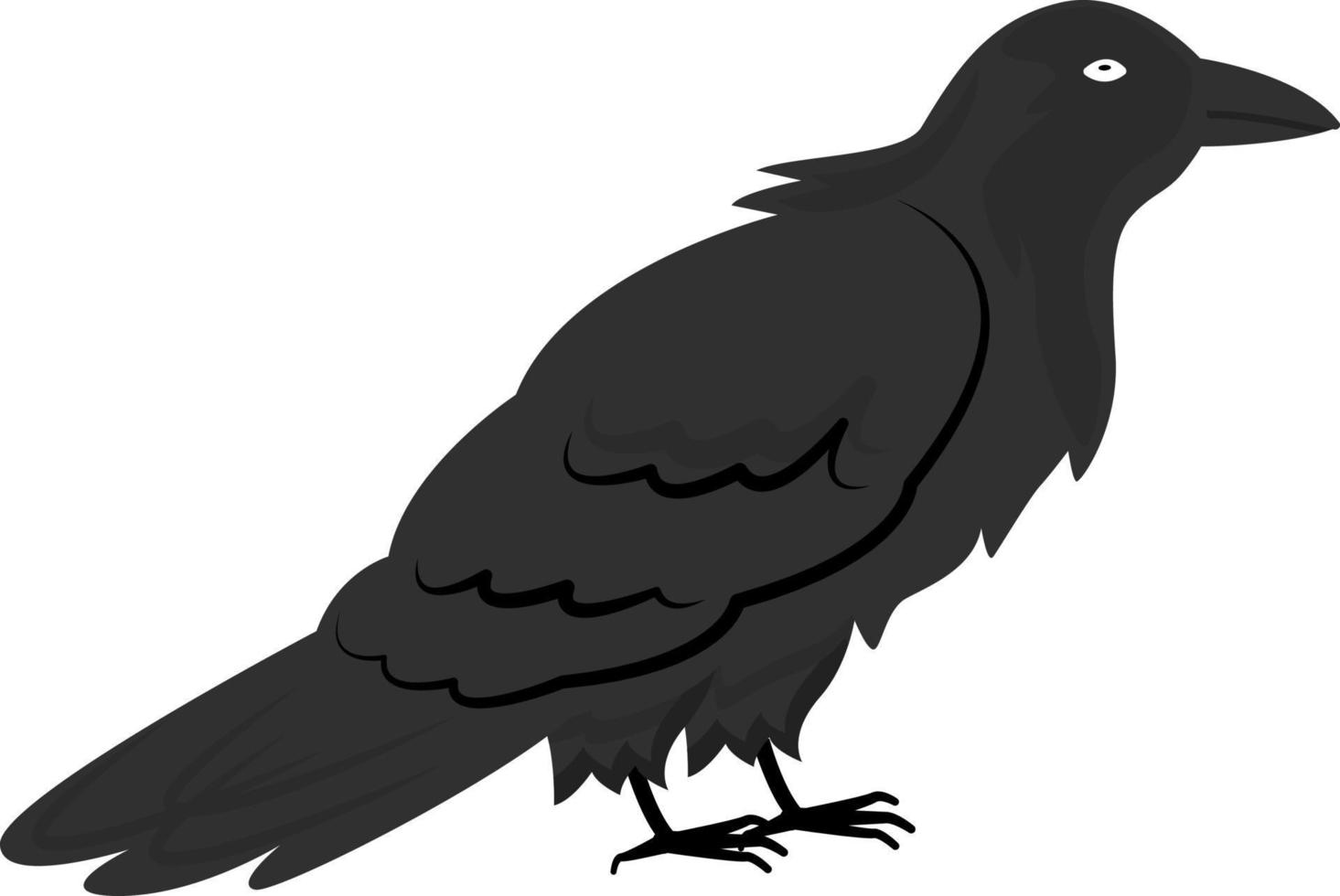 Black raven semi flat color vector element