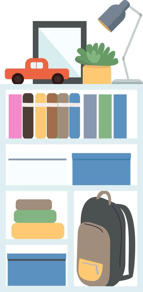 Bookshelves semi flat color vector element