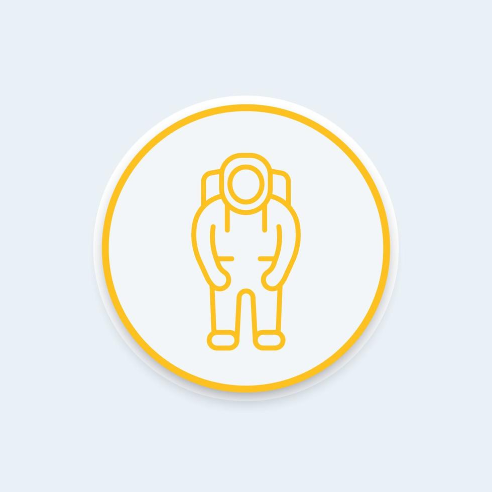 Astronaut line icon, space suit round icon, astronaut pictogram, vector illustration