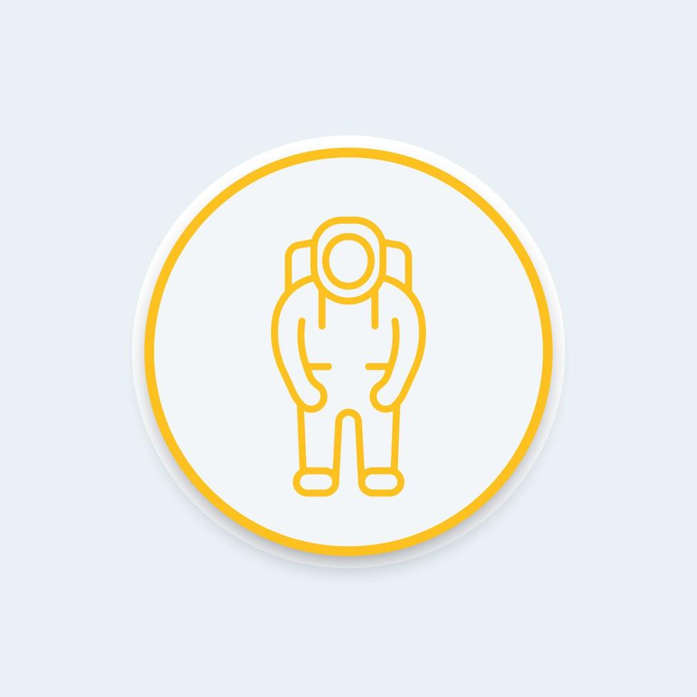 icono de línea de astronauta, icono redondo de traje espacial, pictograma de astronauta, ilustración vectorial vector