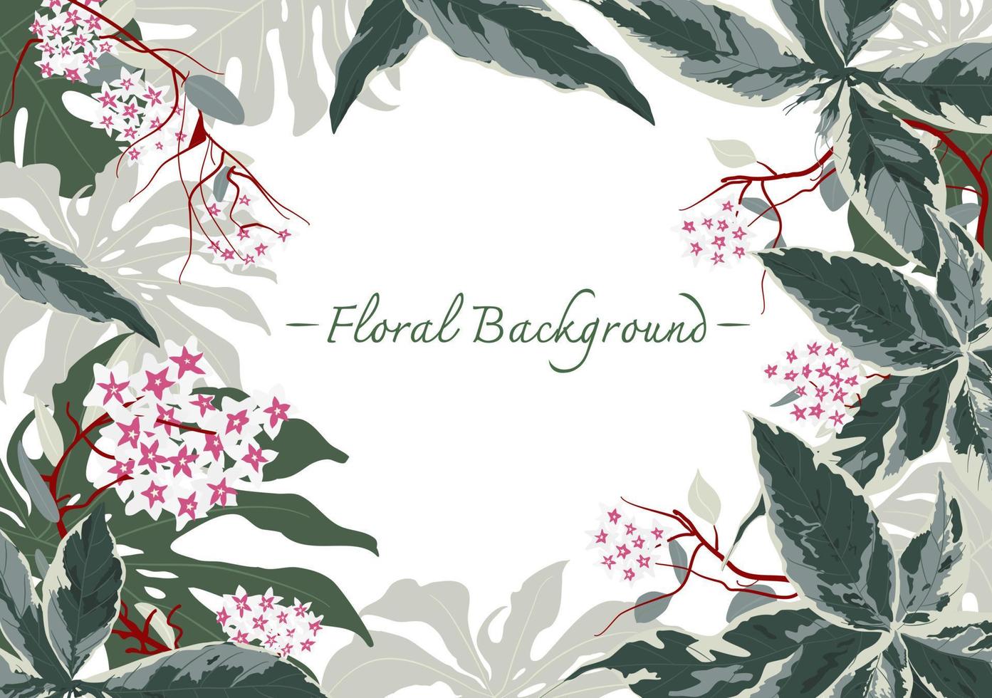 Hoya foliage and floral frame in forest theme vector banner background