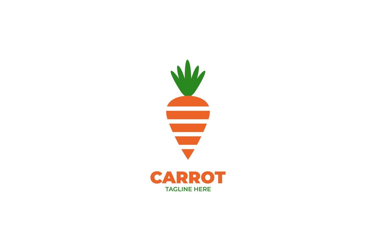Plantilla vectorial de ilustración de diseño de logotipo de zanahoria de rayas planas vector