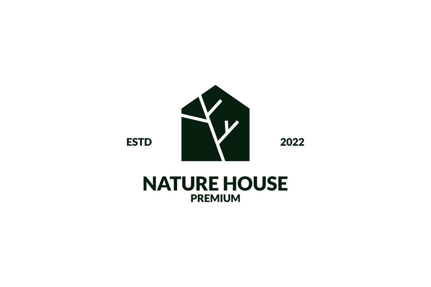 Flat nature house with leaf illustration vector template