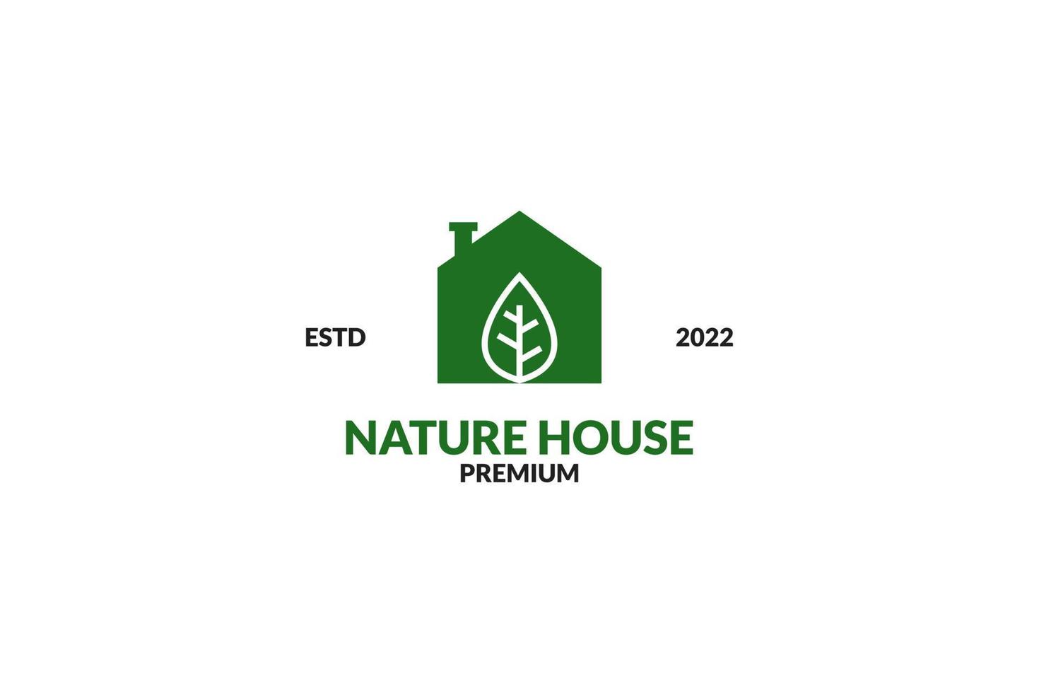 Flat nature house with leaf illustration vector template
