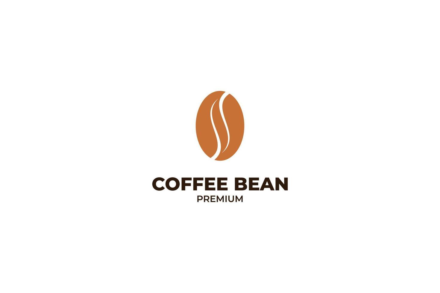 plantilla de vector de ilustración de logotipo de grano de café ovalado plano