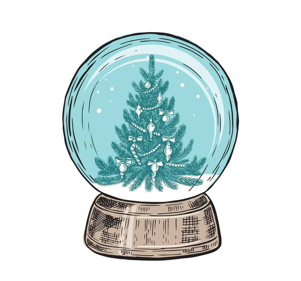 Snow globe hand drawn illustration, vector. vector