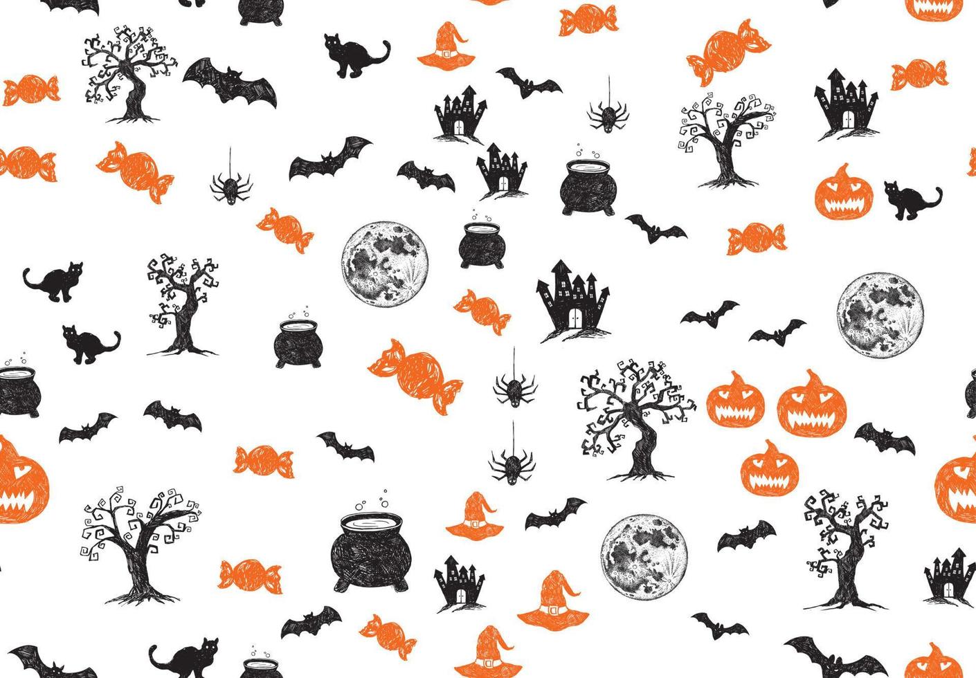 Halloween set. Hand drawn illustrations. vector