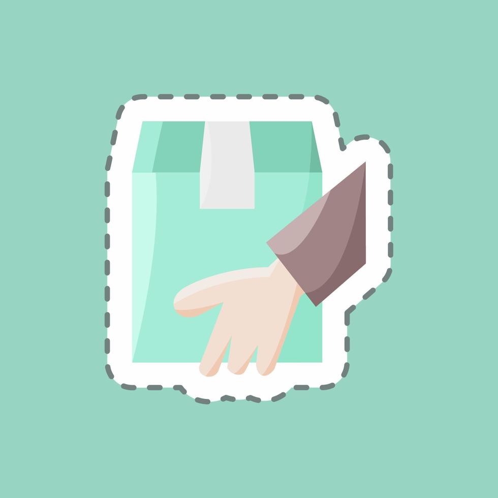 Sticker line cut Receive Parcel. suitable for education symbol. simple design editable. design template vector. simple illustration vector