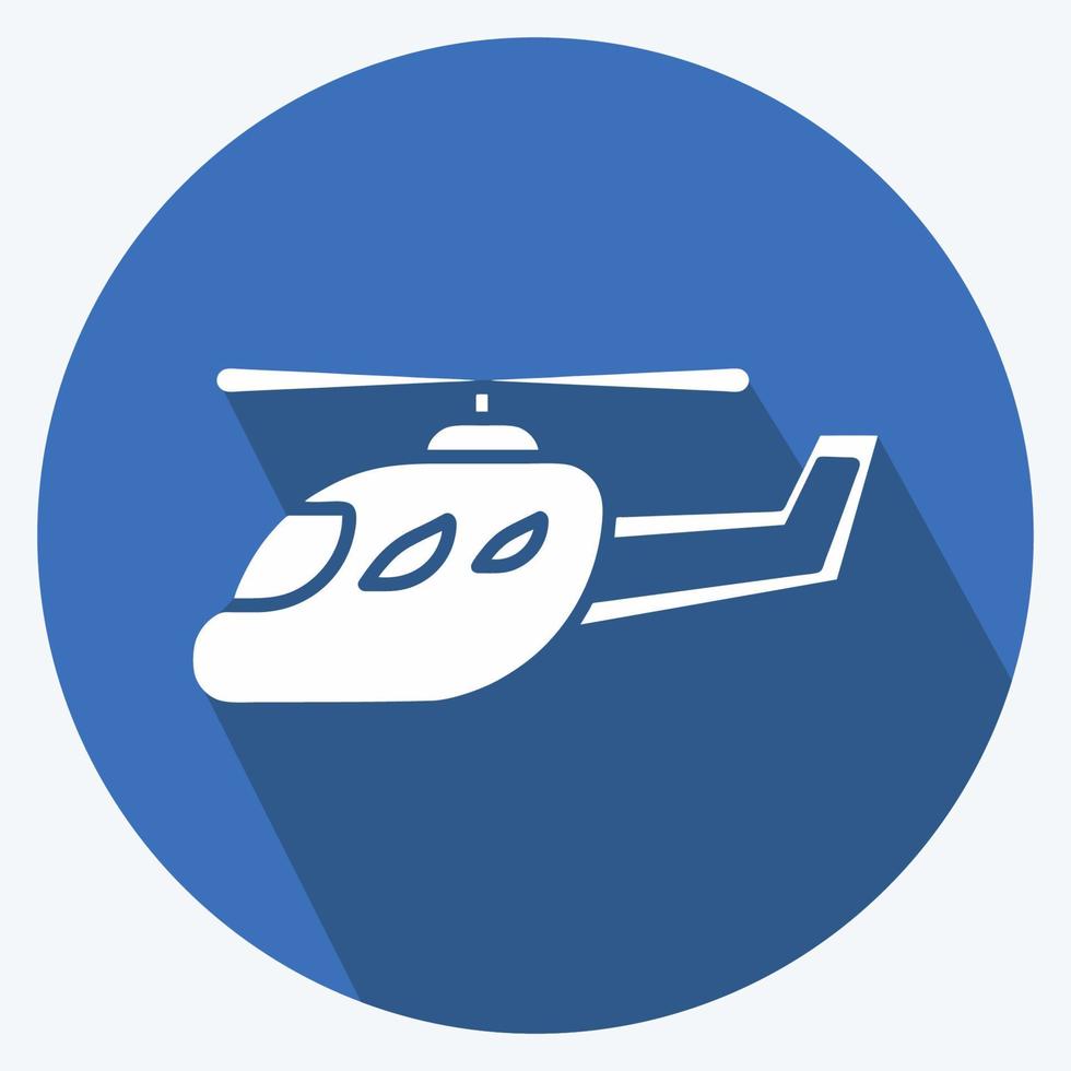 Icon Helicopter. suitable for education symbol. long shadow style. simple design editable. design template vector. simple illustration vector