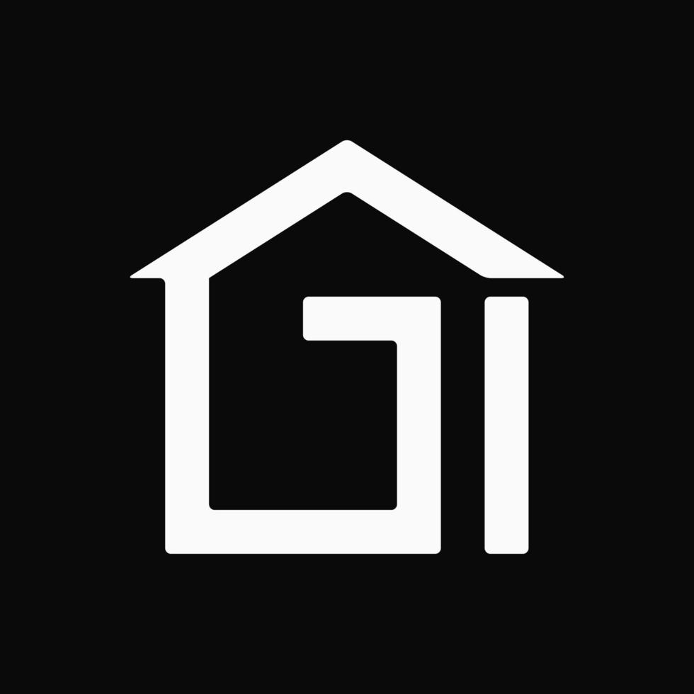 Letter GI and House Logo Concept. Abstract, Monogram, Outline, Flat, Simple and Clean Logotype. Suitable for Logo, Icon, Symbol and Sign. Such as Initial, Property or Real Estate Logo vector